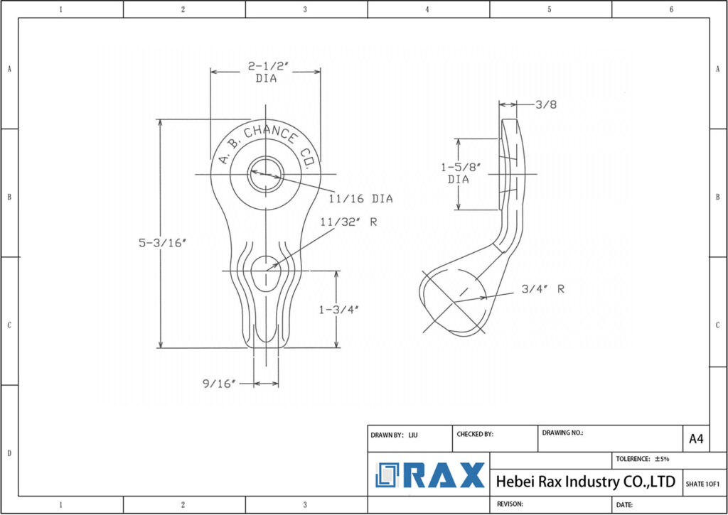 Angled Single Strand Eyelet Drawing