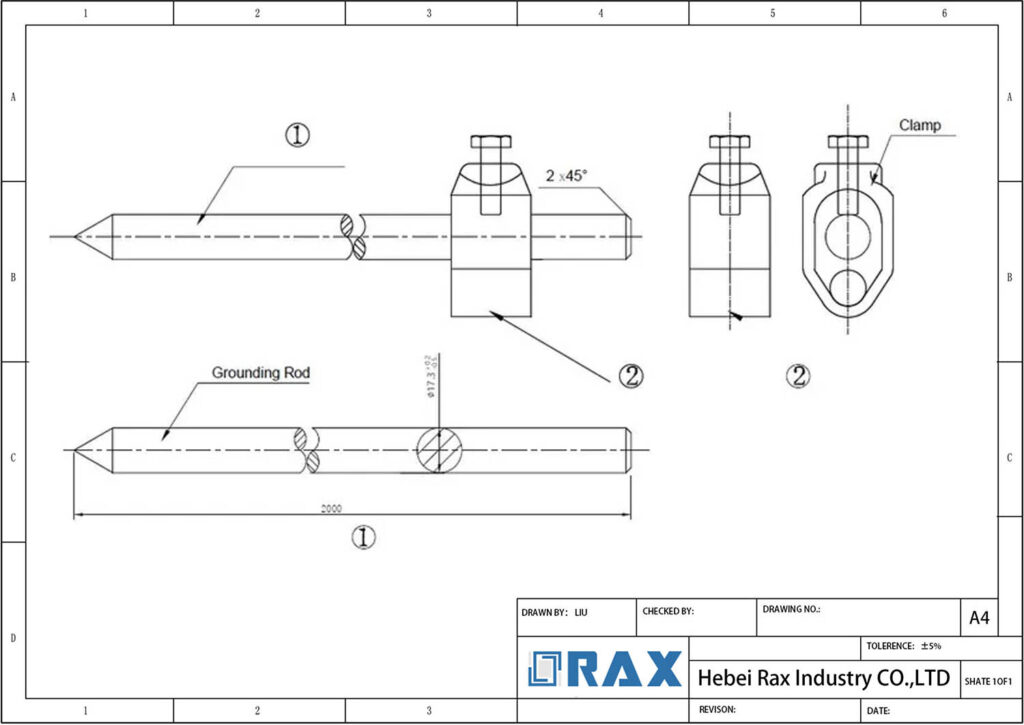 Copper Clad Ground Rod Drawing