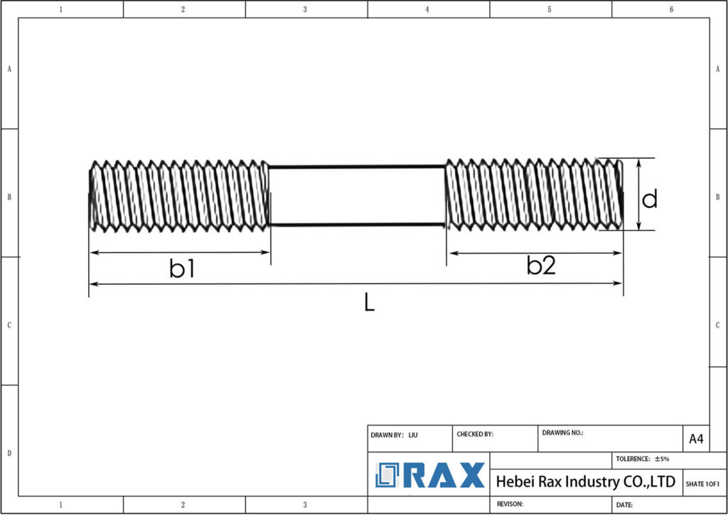 Double End Bolt Drawing