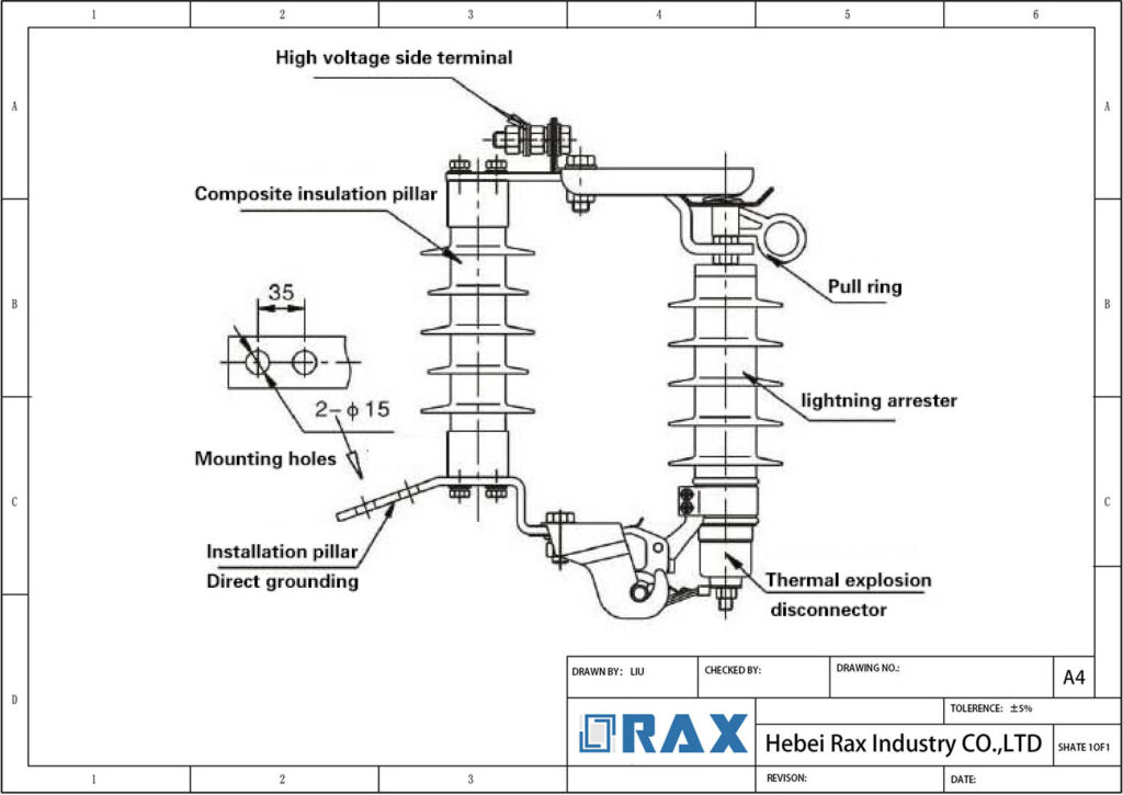 Drop Out Surge Arrester Drawing