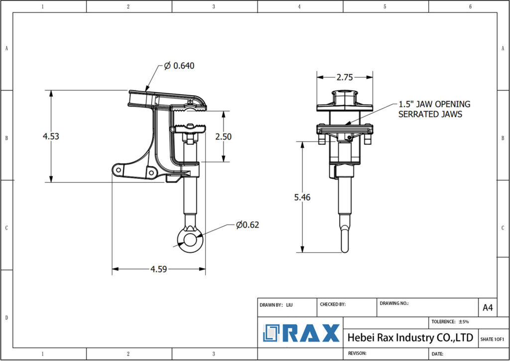 Flat Face Ground Clamp Drawing