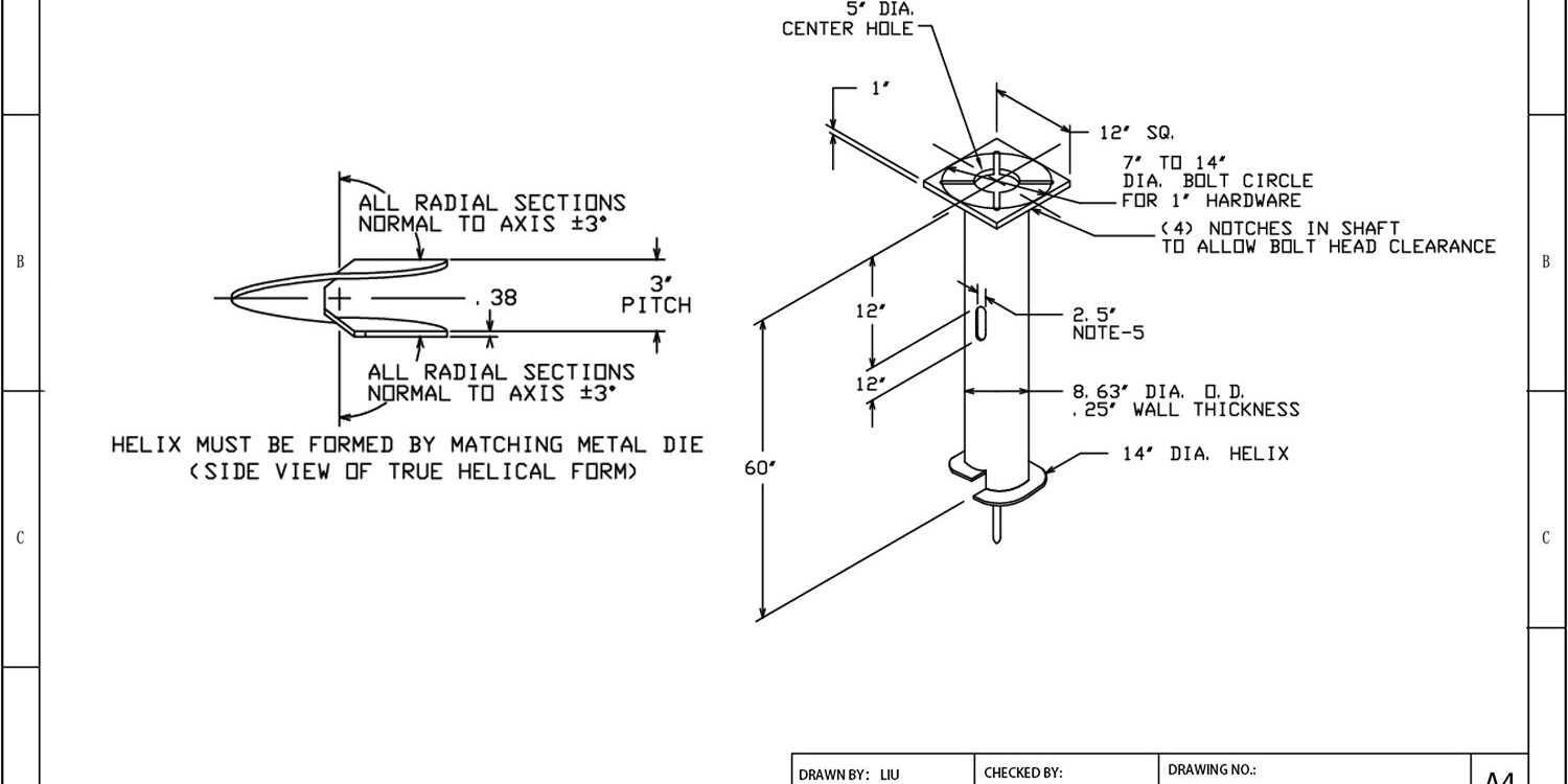 Helical Light Pole Foundation Drawing 1