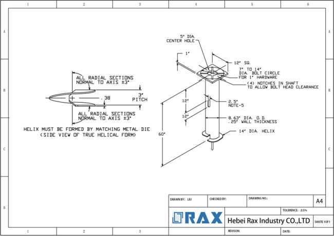 Helical Light Pole Foundation Drawing 1
