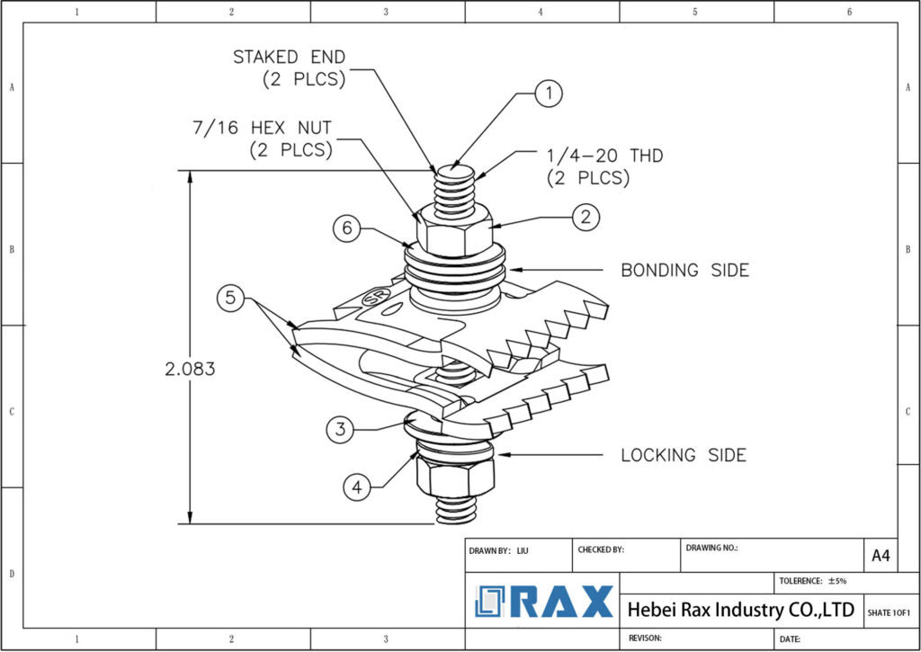 I-Beam Grounding Clamp Drawing