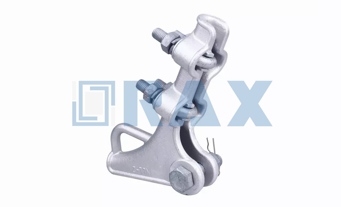 Bolted strain clamp product photo with U-bolts