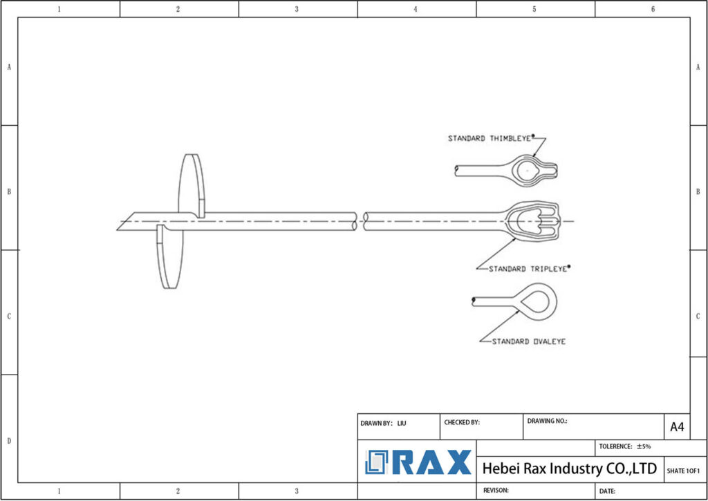 No-Wrench Screw Anchor Drawing