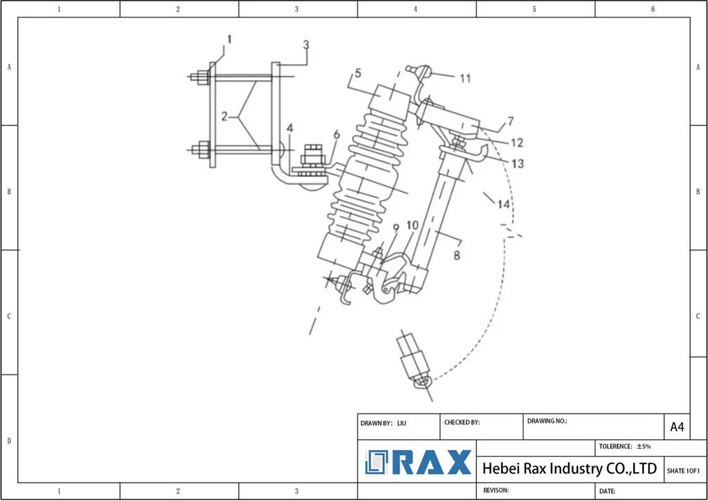 Porcelain Housed Fuse Cutout Drawing