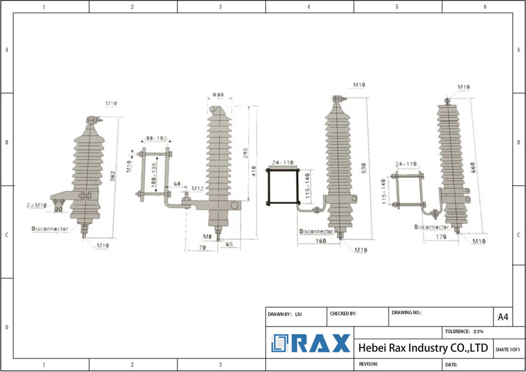 Porcelain Lighting Housed Arrester Drawing