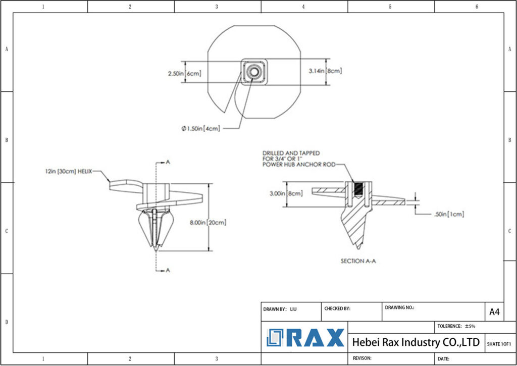 Power Hub Screw Anchor Drawing