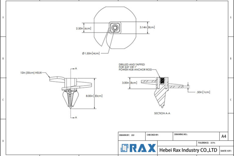 Power Hub Screw Anchor Drawing