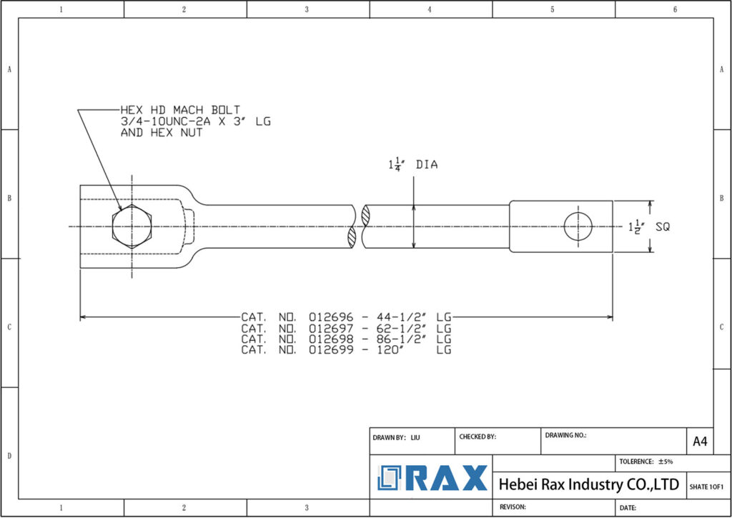 Round Rod Extension Drawing