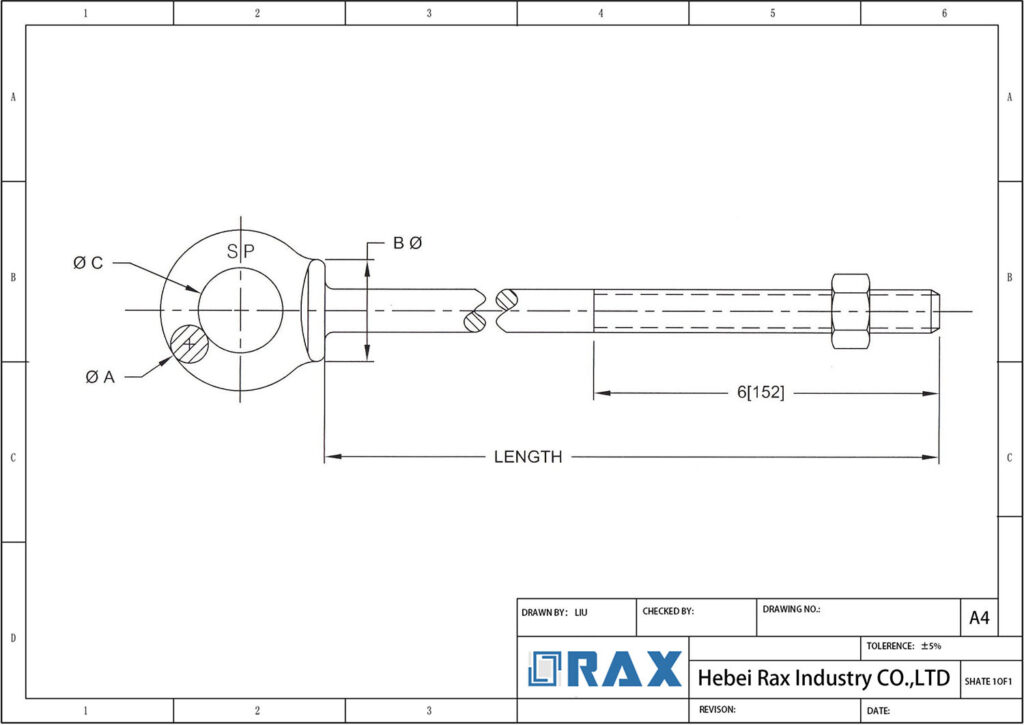 Shoulder Eye bolt Drawing