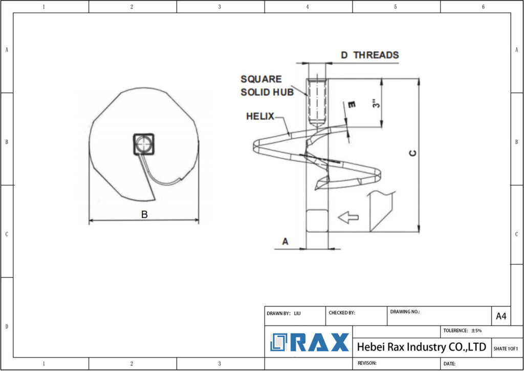 Solid Square Helix Anchor Drawing