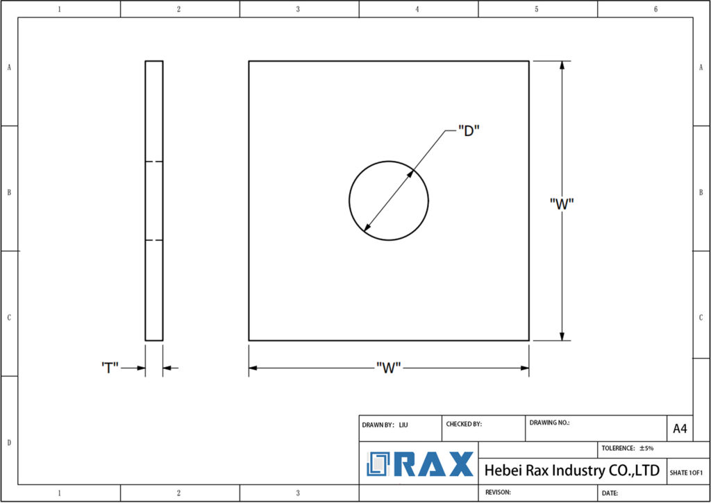 Square Flat Washer Drawing