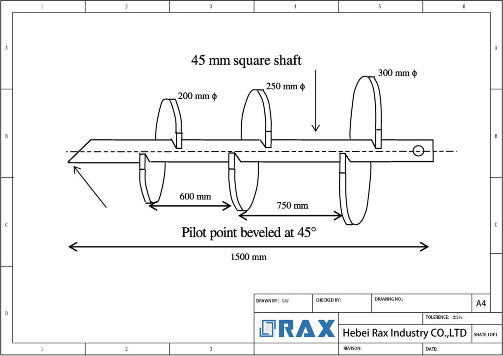 Square Shaft Lead / Square Shaft Helical Anchor Drawing