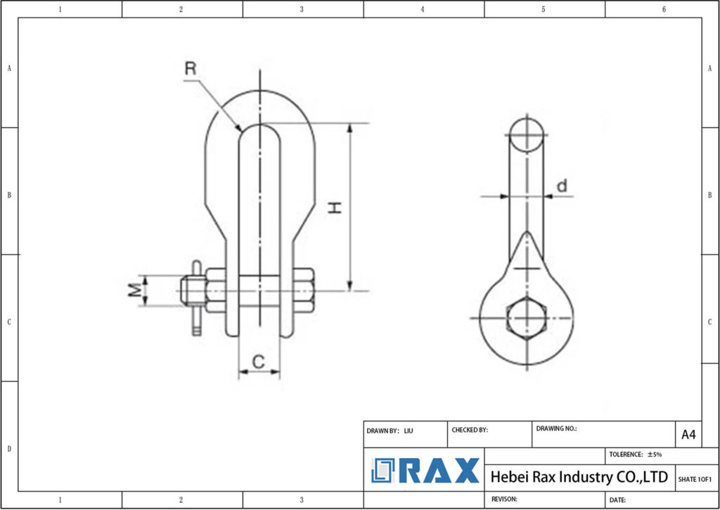 U Clevis drawing