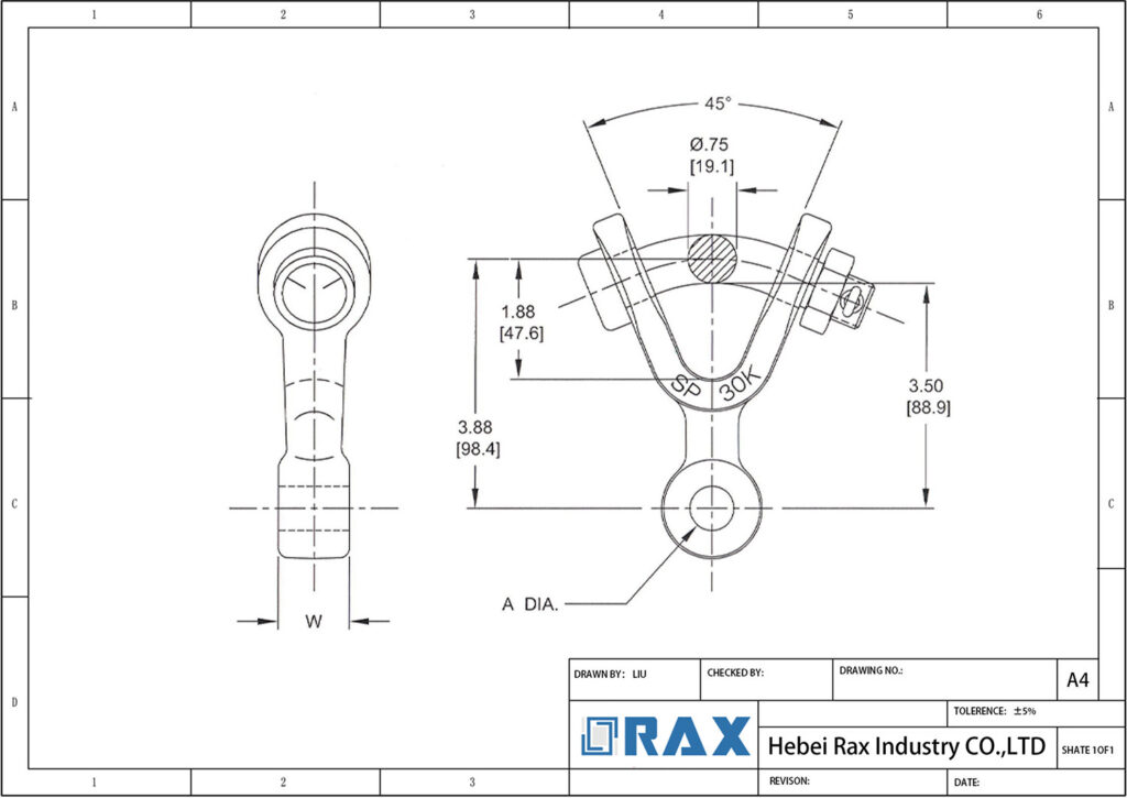 Y-Clevis Eye Drawing