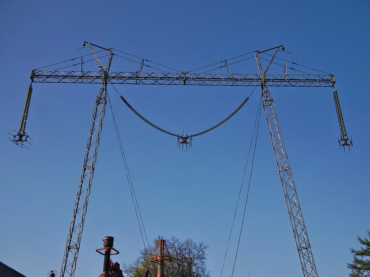 1150 kV pylon carrying extra high voltage transmission lines