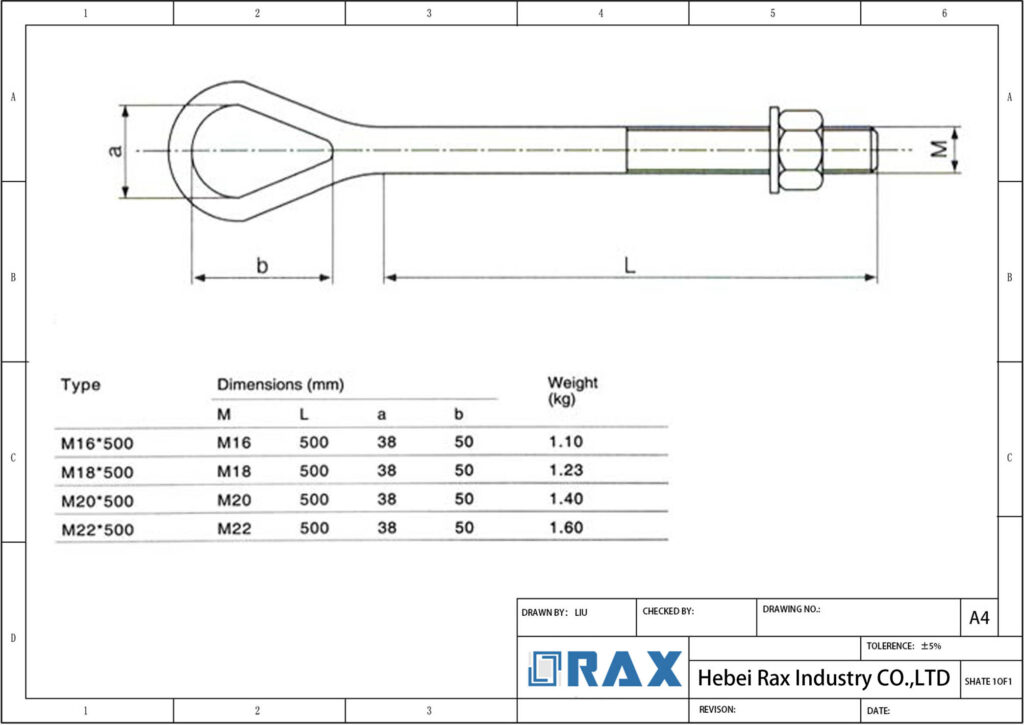 forged eye bolt drawing