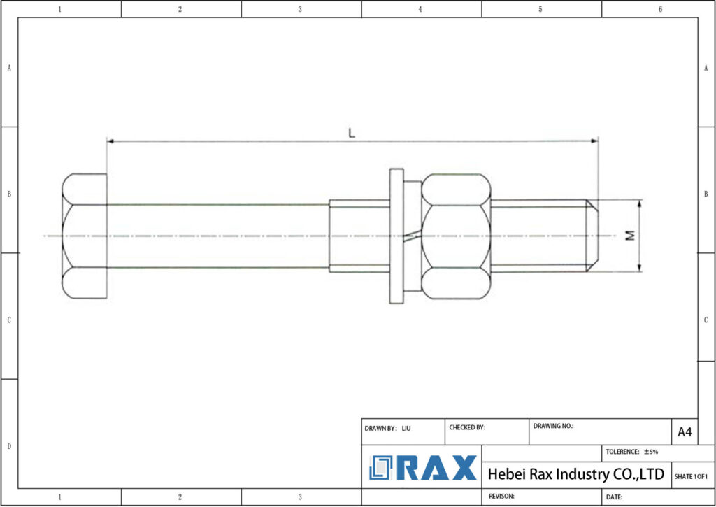 hex bolt and nut drawing