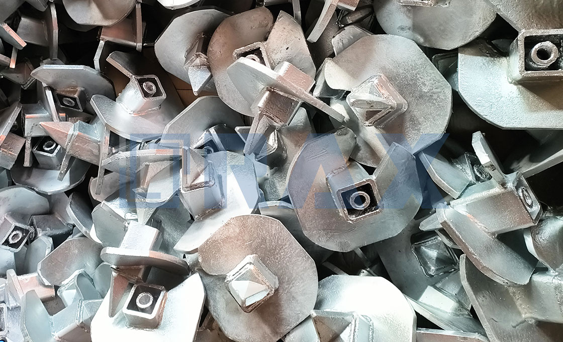 Forged helix blades of power hub screw anchors in the factory