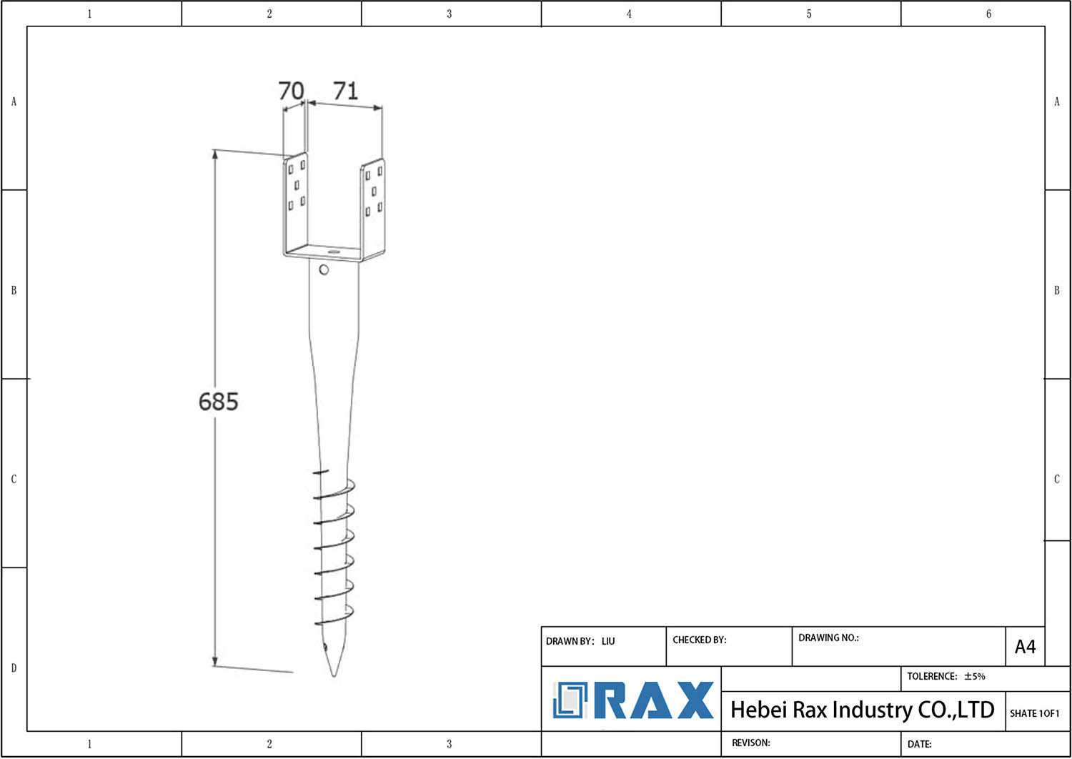Ground Screw Post Anchor Drawing